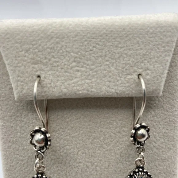 Hand Crafted Sterling Silver Blue Topaz Gemstone Earrings Pierced - Picture 7 of 12